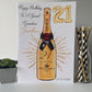 Large A4 Personalised Birthday Card Gold Champagne Bottle