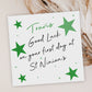 Personalised Good Luck First Day In High School Card Green Stars