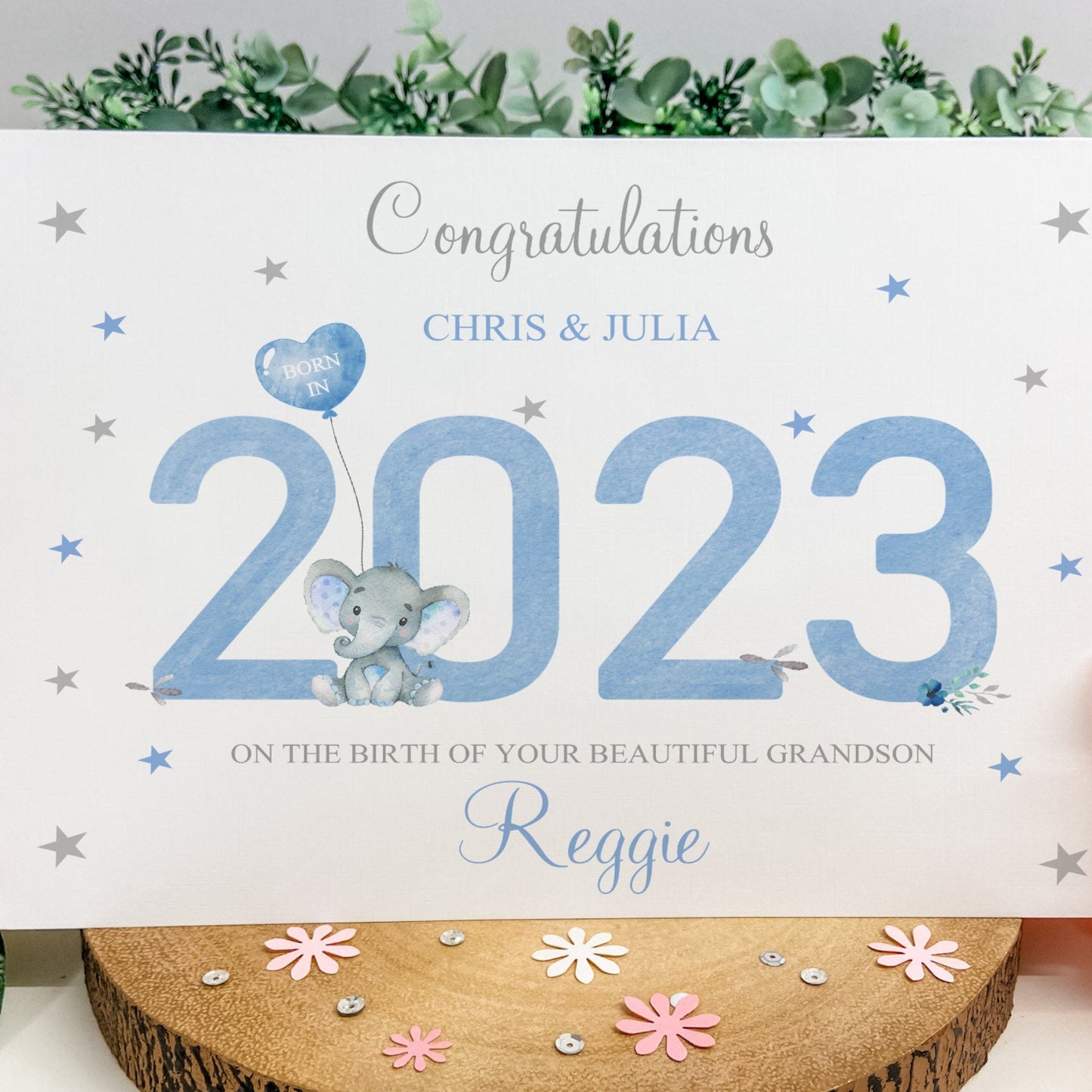 Personalised Congratulations New Grandparents Baby Boy Card 2023