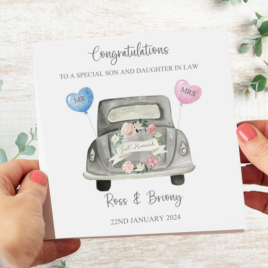 Personalised Congratulations on your Wedding Day Card Vintage Car