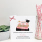 Graduation Gift Wrapping Paper Pink Book Stack