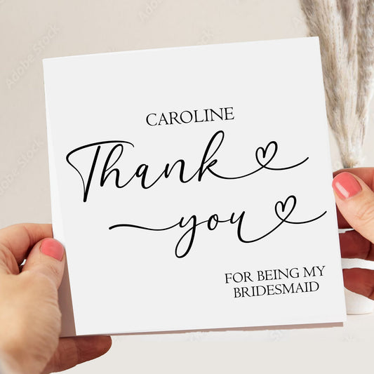 Personalised Wedding Thank You For Being My Bridesmaid Card