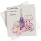 Personalised Birthday Card Floral Lilac Champagne