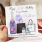 Personalised Birthday Card Lilac Champagne Shopping
