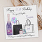 Personalised Birthday Card Lilac Champagne Shopping
