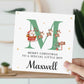 Personalised Christmas Card Santa Reindeer Initial