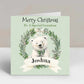Personalised Christmas Card Snowy Polar Bear Wreath