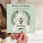 Personalised Christmas Card Snowy Polar Bear Wreath