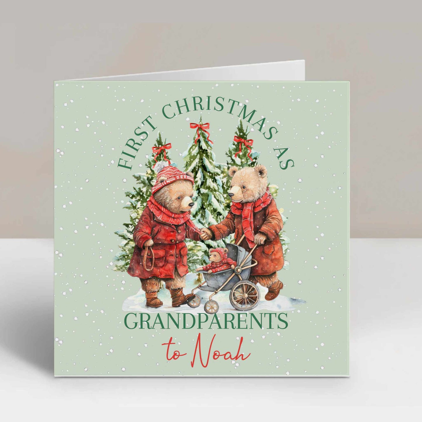 1st Christmas Card as Grandparents Gran & Grandad Bear