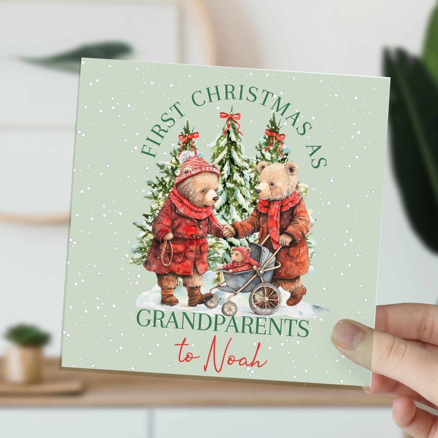 1st Christmas Card as Grandparents Gran & Grandad Bear