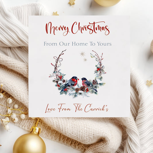 Personalised Christmas Card Pack 10, 20, 30, 40, 50 - Christmas Tree Robin