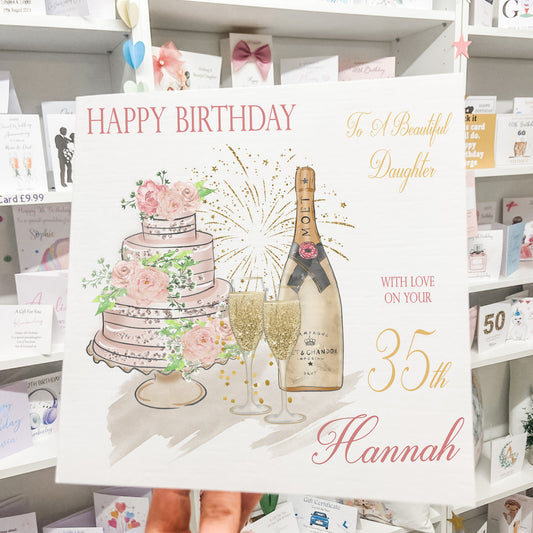 Champers and Cake Female Birthday Card
