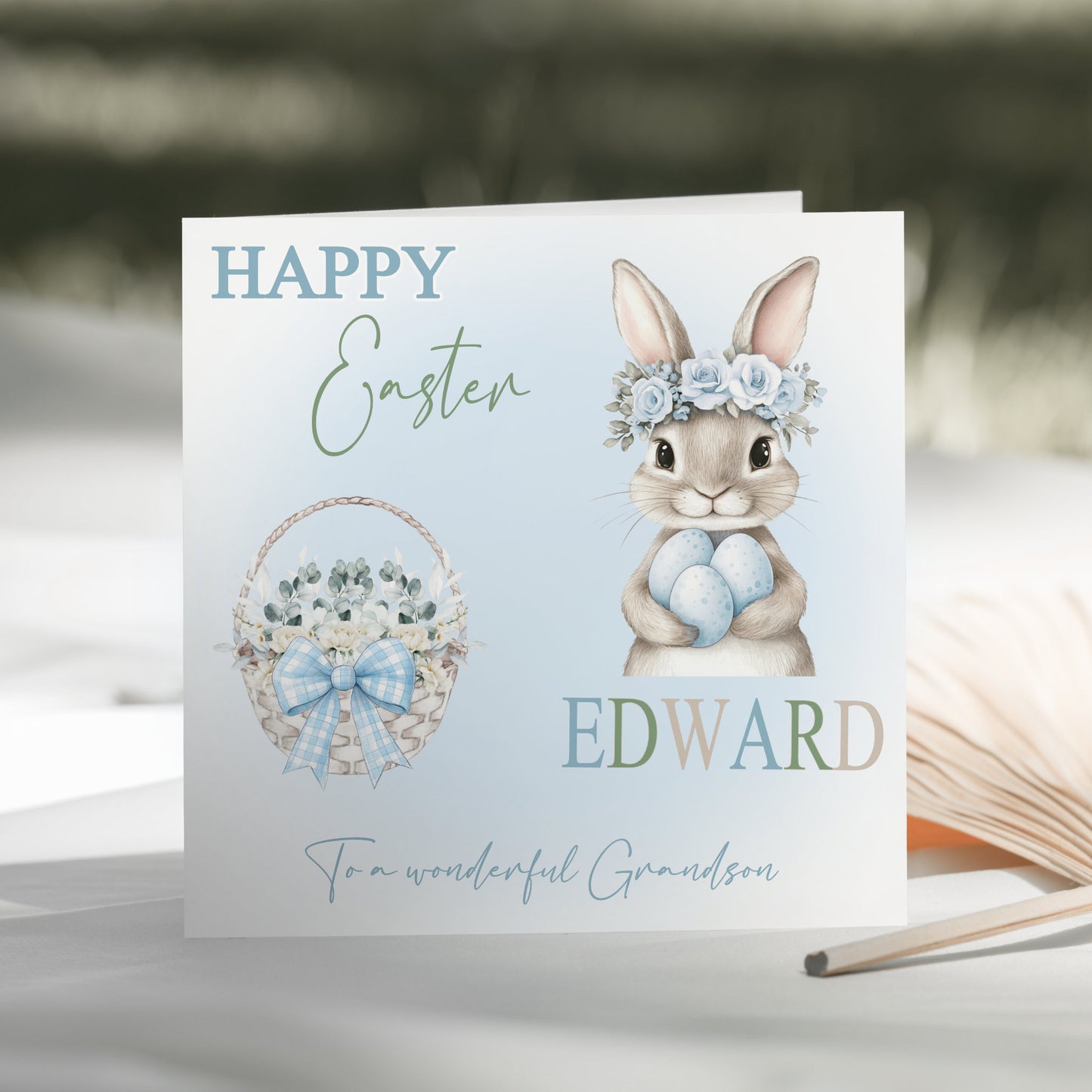 Cute Pink Watercolour Bunny Easter Card