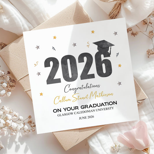 Personalised Graduation Card 2026 – Custom University Graduation Congratulations Card