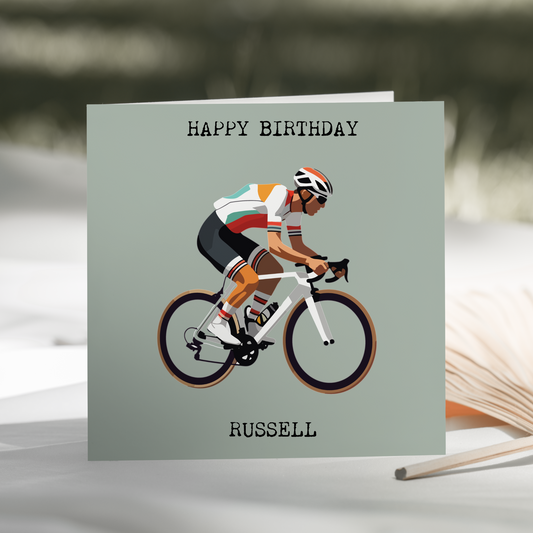 Personalised Birthday Card Cyclist Cycling