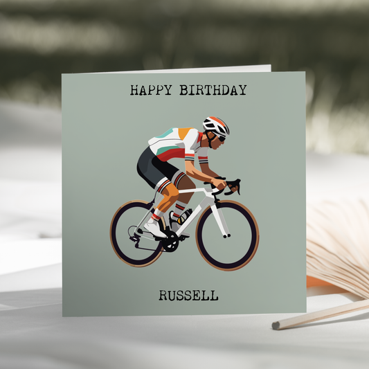 Personalised Birthday Card Cyclist Cycling
