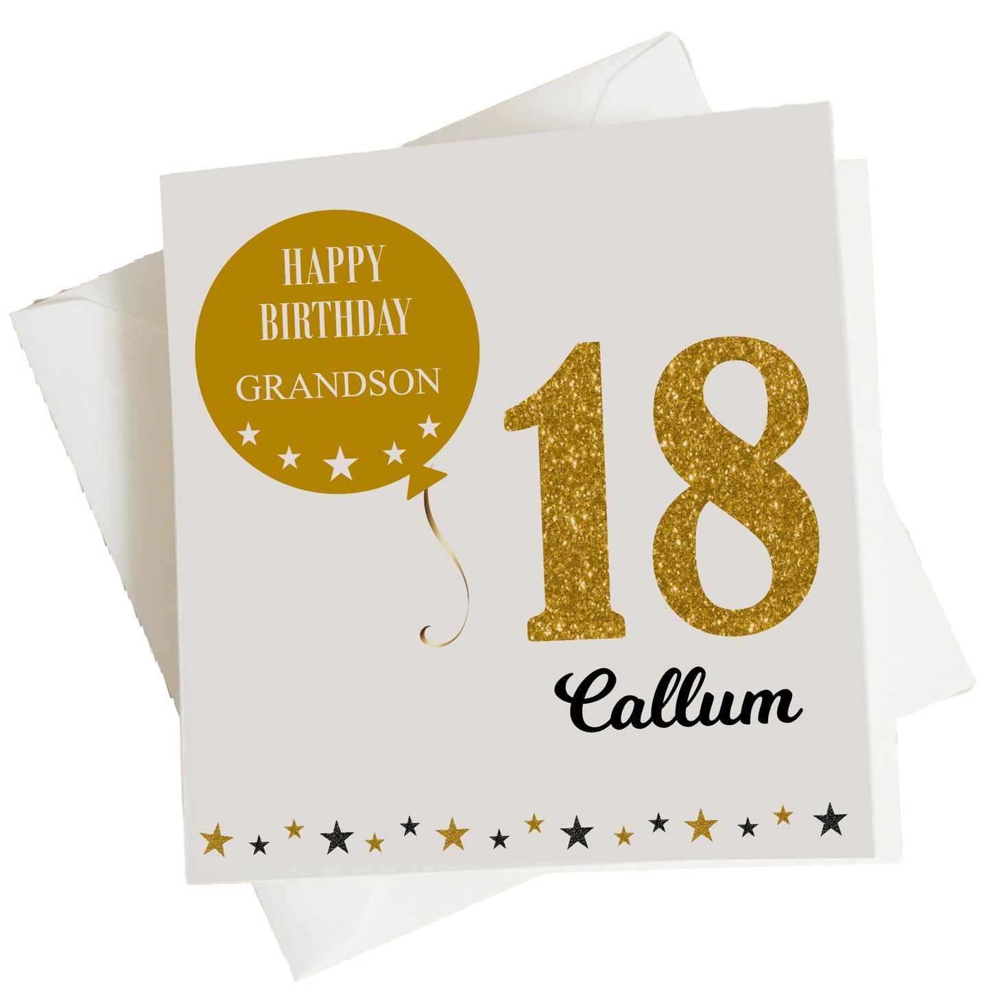 Personalised Birthday Card Gold Balloon Stars