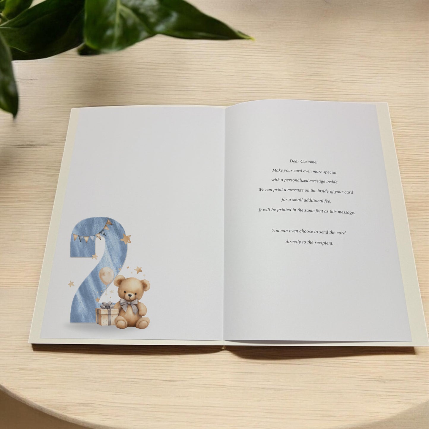 Personalised Boys Large A4 Photo Birthday Card Blue Teddy Bear