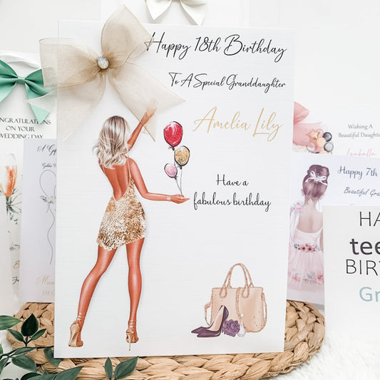 Personalised Luxury Large A4 Birthday Card Party Girl