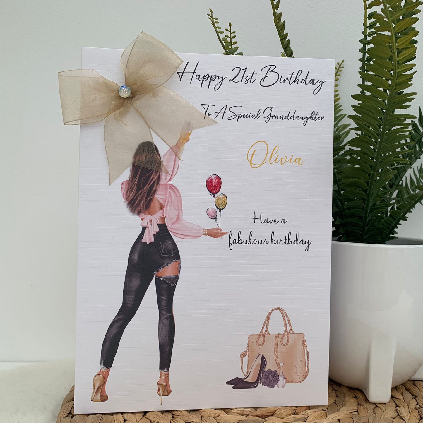 Personalised Luxury Large A4 Birthday Card Party Girl Black Jeans