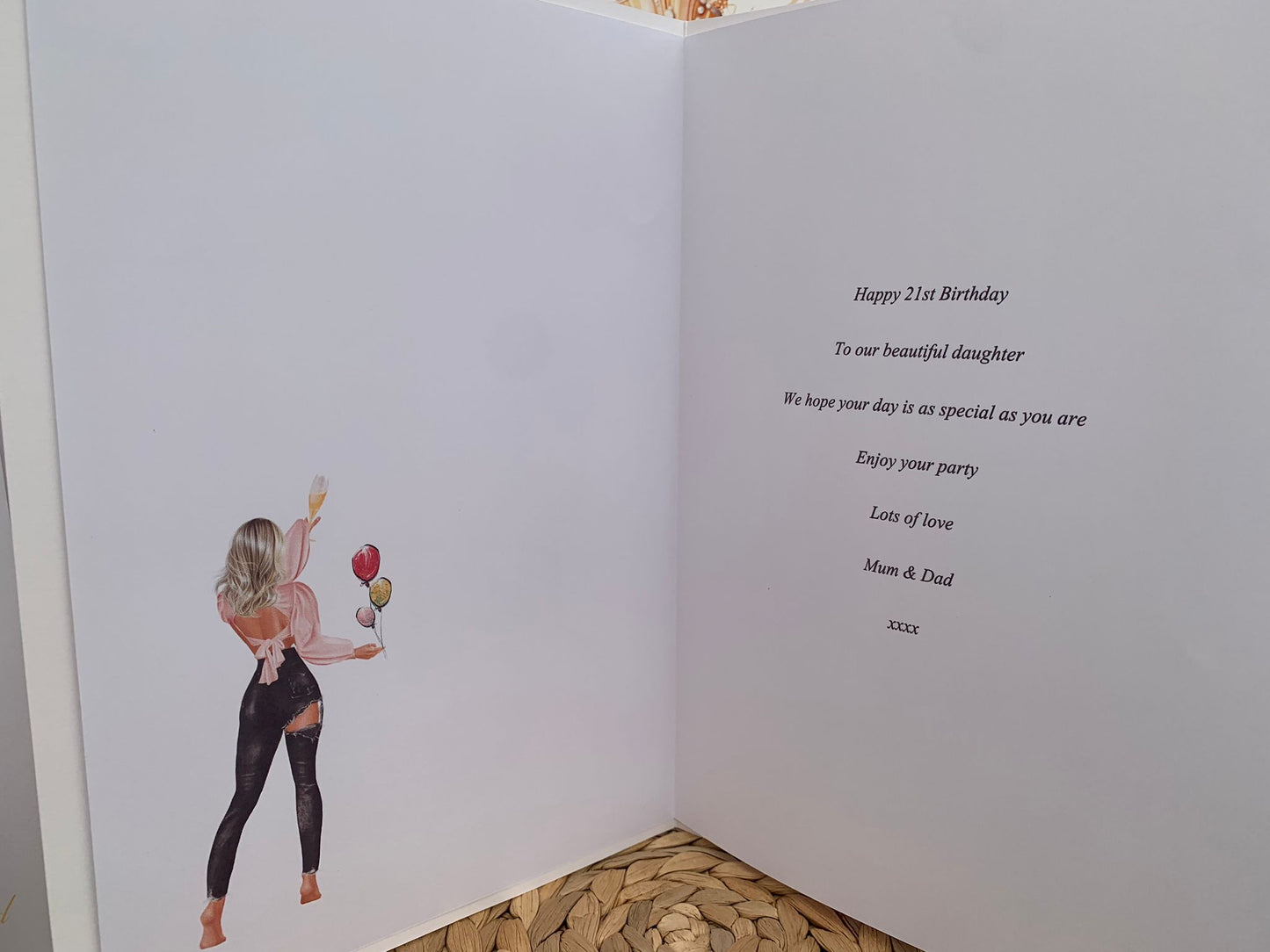 Personalised Luxury Large A4 Birthday Card Party Girl Black Jeans