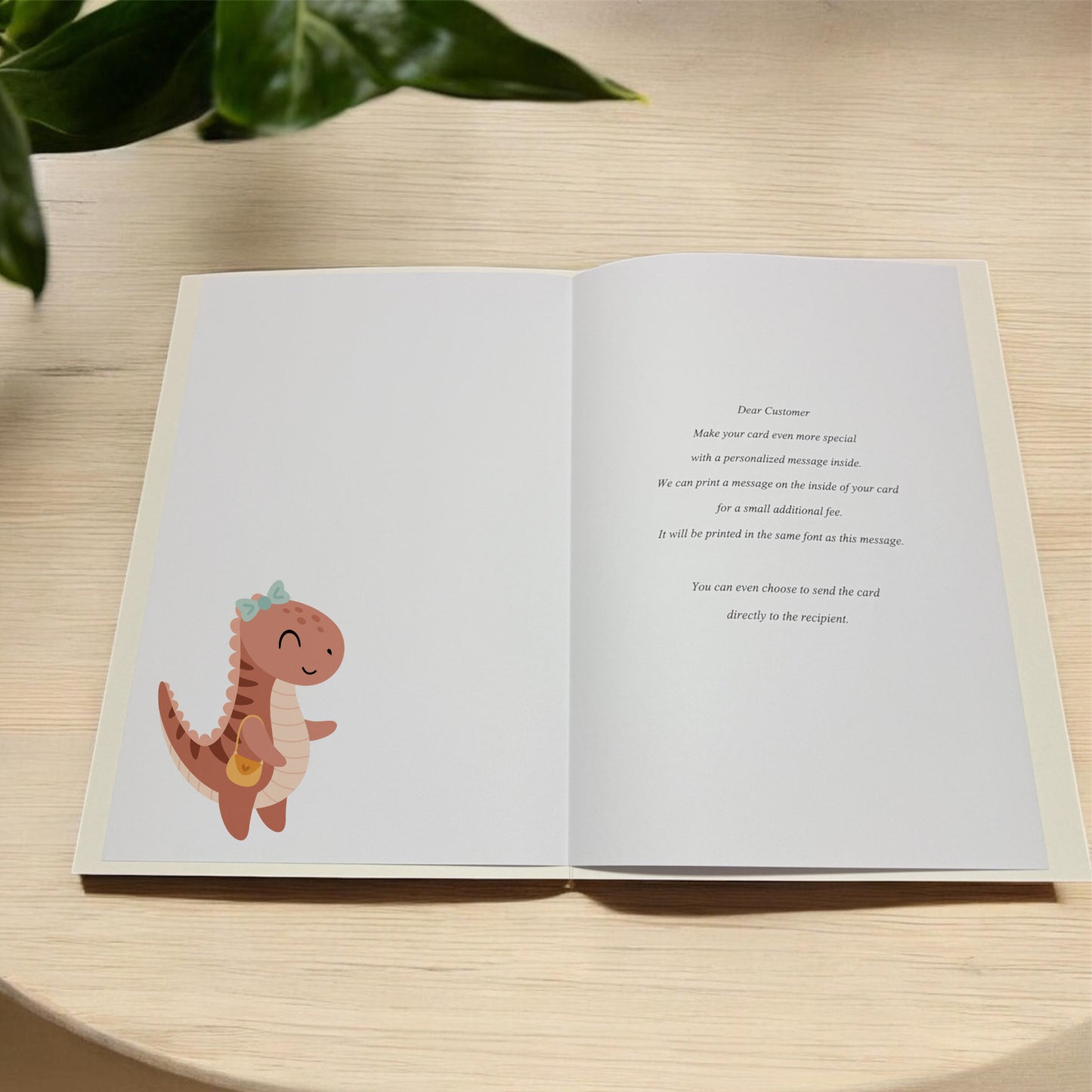 Large A4 Girls Personalised Photo Birthday Card Pink Dinosaurs