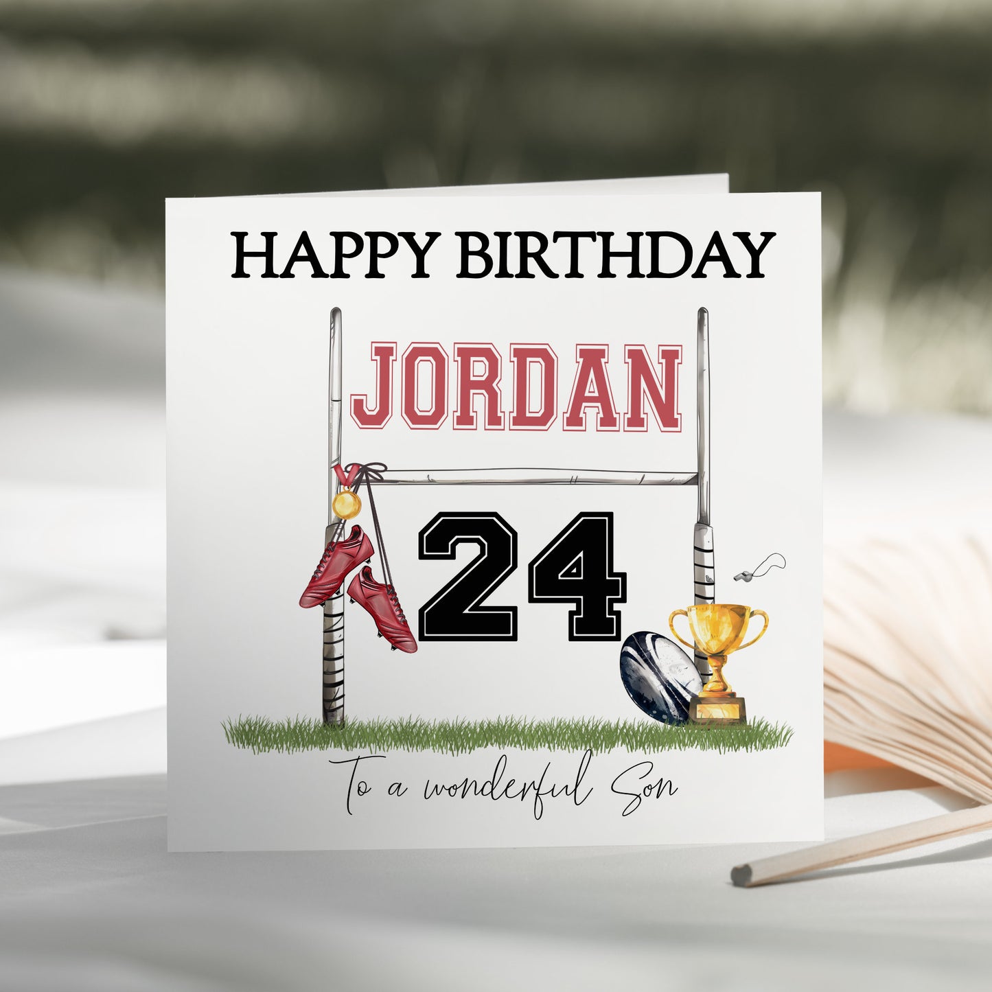 Personalised Men’s Birthday Card – Rugby Design for Sports Lovers, Dad, Son or Grandad