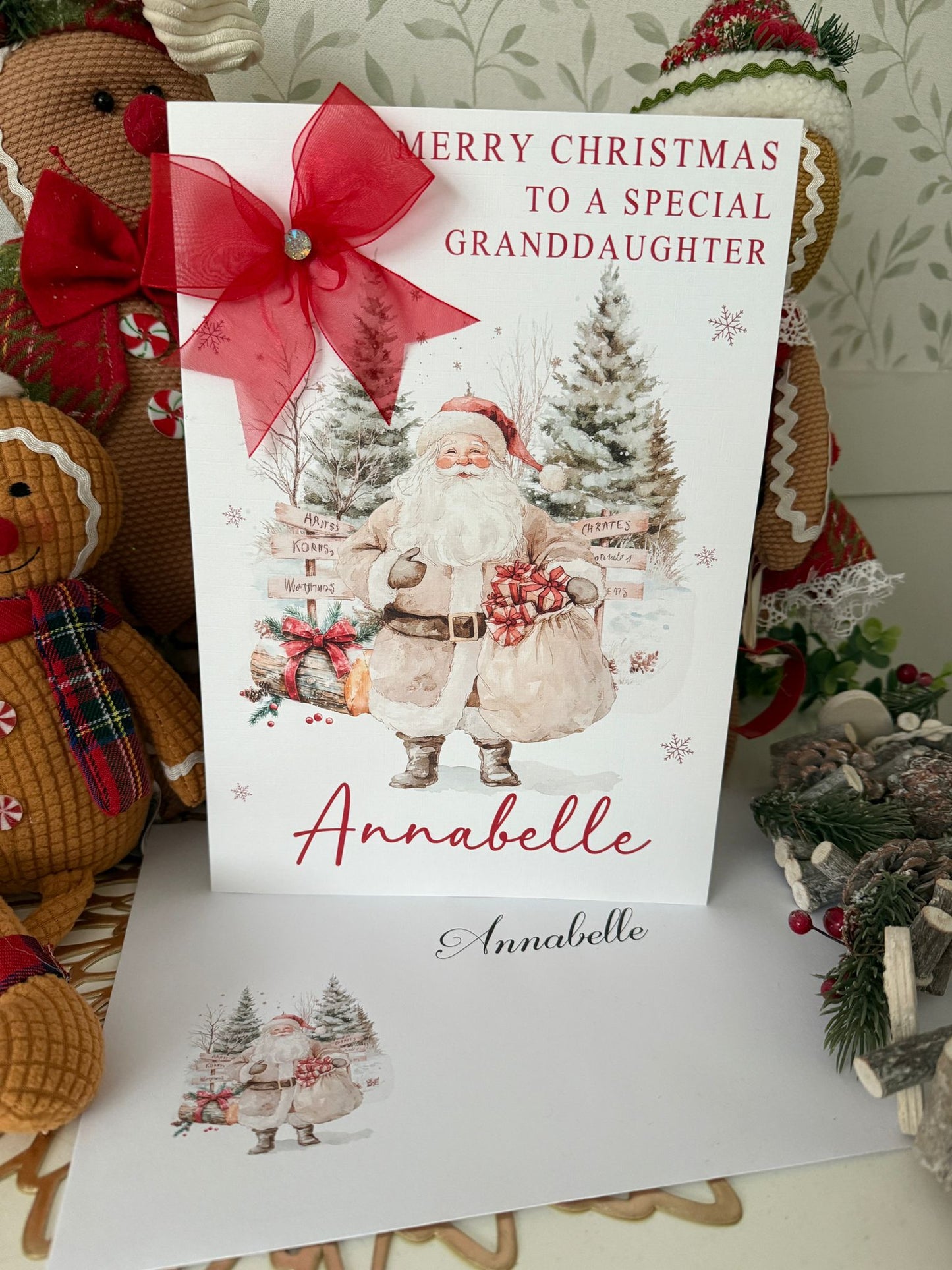 Personalised Christmas Card Santa & His Sack