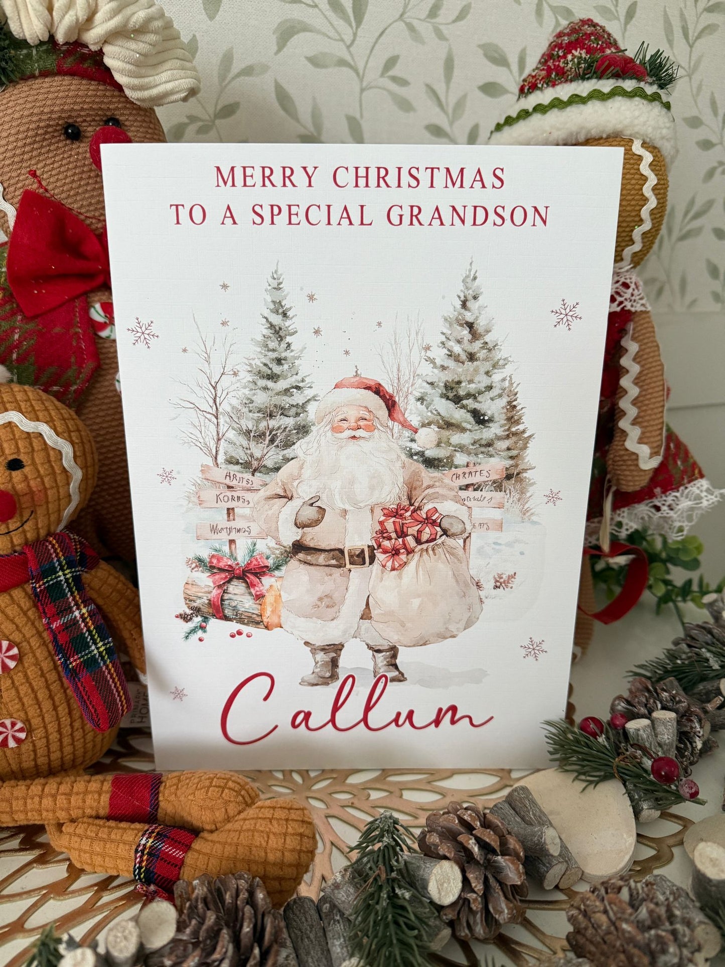 Personalised Christmas Card Santa & His Sack