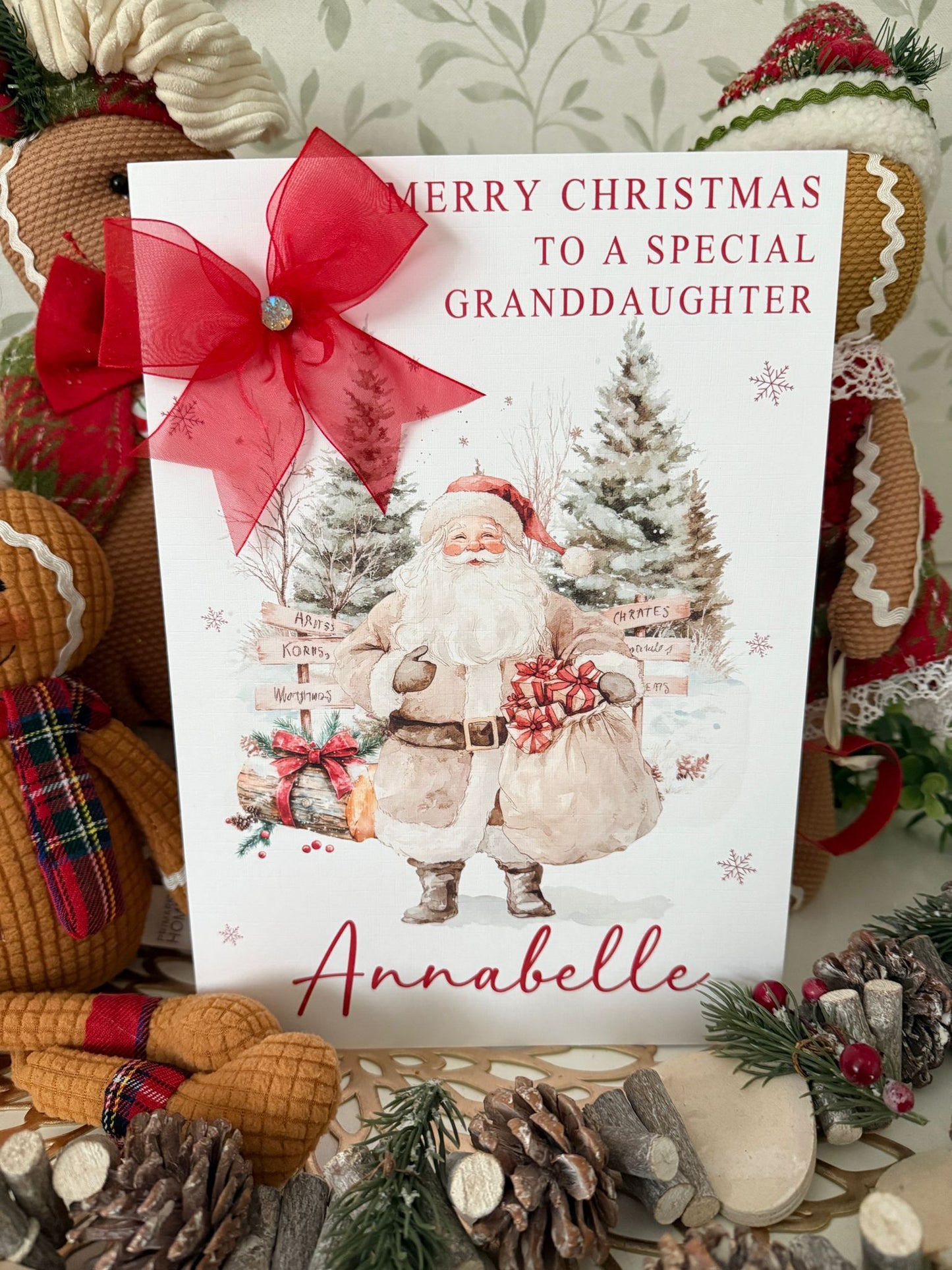 Personalised Christmas Card Santa & His Sack