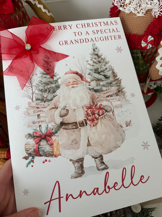 Personalised Christmas Card Santa & His Sack