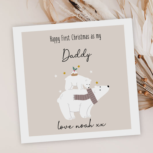 Christmas Card, First Christmas as my Daddy Polar Bears