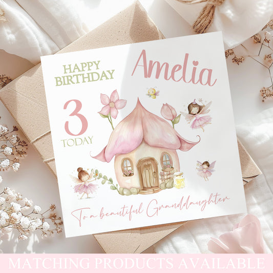 Personalised Children’s Watercolour Fairy Birthday Card – Custom Birthday Card for Kids