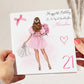 Personalised Birthday Card Girl Pink Dress