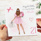 Personalised Birthday Card Girl Pink Dress