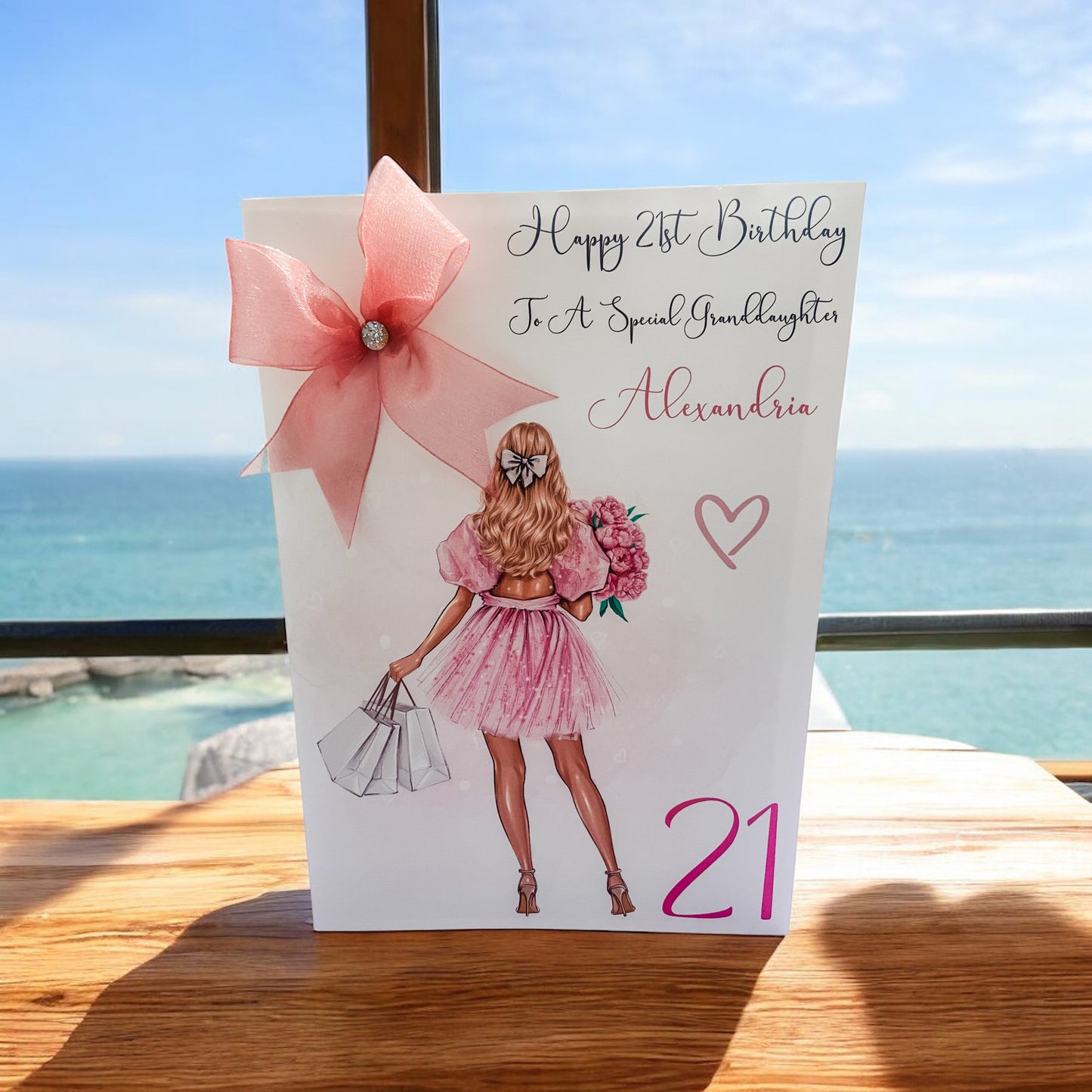 Personalised Birthday Card Girl Pink Dress