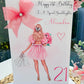 Personalised Luxury Large A4 Birthday Card Girl Pink Dress