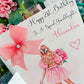 Personalised Luxury Large A4 Birthday Card Girl Pink Dress