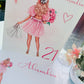 Personalised Luxury Large A4 Birthday Card Girl Pink Dress