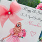 Personalised Luxury Large A4 Birthday Card Girl Pink Dress
