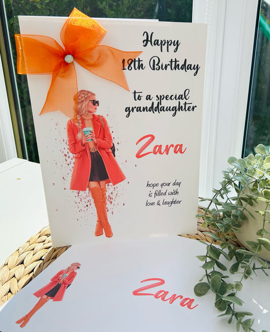 Luxury Large A4 Birthday Card For Her Autumn Girl