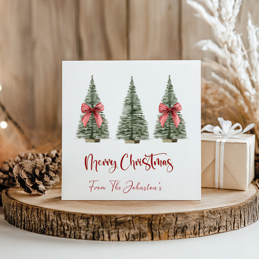 Personalised Christmas Card Pack 10, 20, 30, 40, 50 - Modern Christmas Trees
