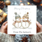 Personalised Christmas Card Pack 10, 20, 30, 40, 50 - Snowmen