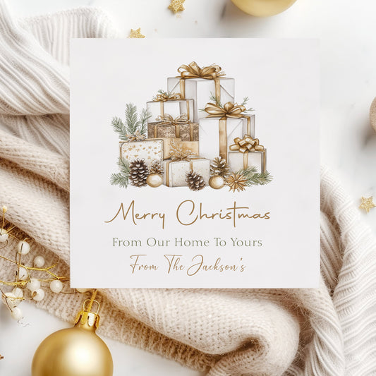 Personalised Christmas Card Pack 10, 20, 30, 40, 50 - Gold Gifts