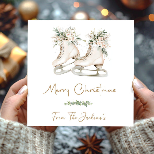 Personalised Christmas Card Pack 10, 20, 30, 40, 50 - Ice Skates