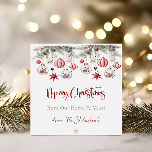 Personalised Christmas Card Pack 10, 20, 30, 40, 50 - Candy Cane
