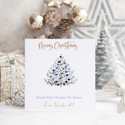 Personalised Christmas Card Pack 10, 20, 30, 40, 50 - Navy Tree