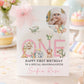 Large A4 Luxury Personalised First Birthday Card, Jungle Animals Girl