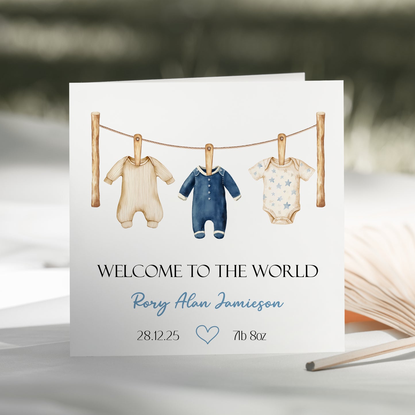 New Baby Card, Baby Boy Washing Line