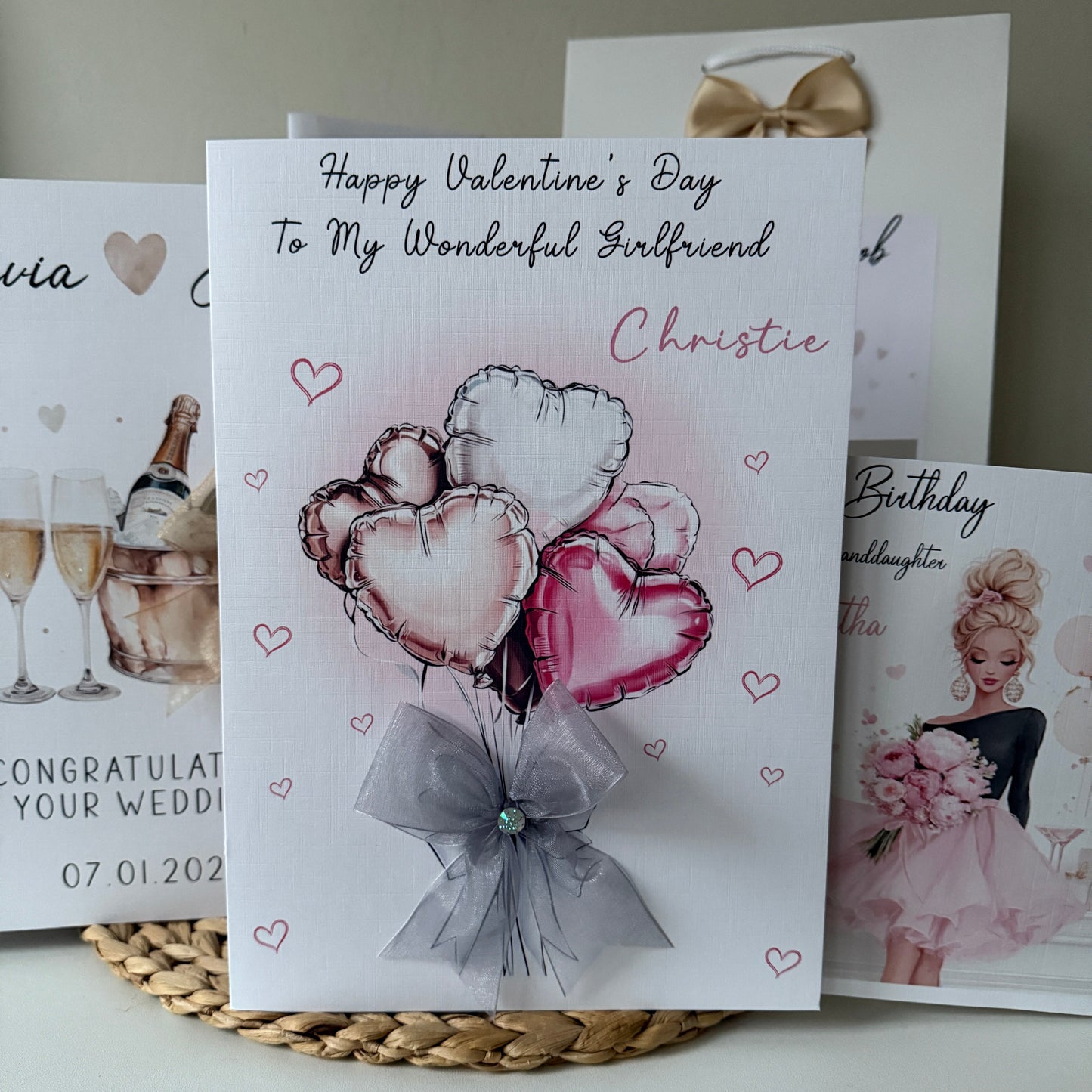 Large A4 Valentines Day Card, Heart Balloon Bouquet